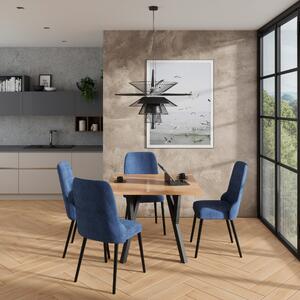 Stůl Adriana301 dub craft + 4x modrá jídelní židle