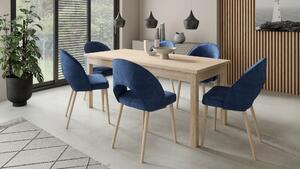Stůl Adriana303 sonoma + 6x modrá jídelní židle