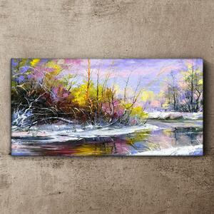 Obraz na plátně Obraz na plátně Zimní strom řeka volně žijících živočichů