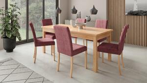 Stůl Adriana304 dub craft + 6x bordo jídelní židle