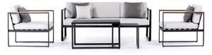 Sensum Hasseludden Set lounge nábytku, 5 dílů, ocel, polyester, polywood, černá, šedá