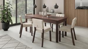 Stůl Adriana305 ořech + 6x krémová jídelní židle