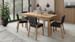 Stůl Adriana305 dub lefkas + 6x černá jídelní židle