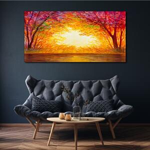 Obraz na plátně Obraz na plátně Vodní podzimní západ slunce
