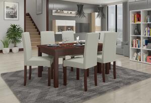 Stůl Adriana306 wenge + 6x krémová jídelní židle