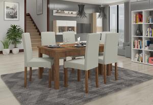 Stůl Adriana306 ořech + 6x krémová jídelní židle