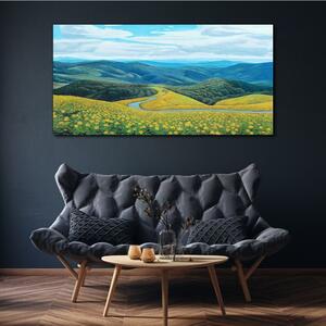 Obraz na plátně Obraz na plátně Květiny hory stromy krajina