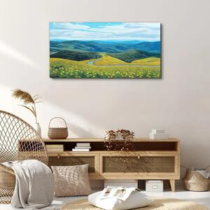 Obraz na plátně Obraz na plátně Květiny hory stromy krajina
