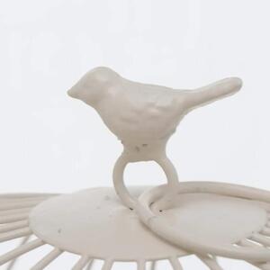 Dekorativní ptačí klec s ptáčkem, krémově bílá- 30 cm