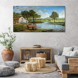Obraz na plátně Obraz na plátně Vesnice strom horské krajiny
