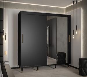Šatní skříň Abi Calipso T2 Barva korpusu: Černá, Rozměry: 180 cm, Dveře: Černá + zrcadlo