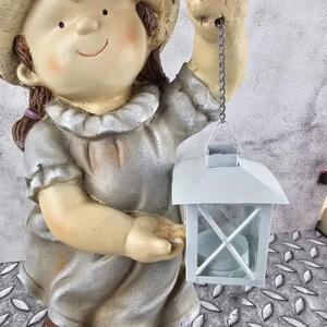 Letní figurka dítěte s houbovým kloboučkem a lucerničkou- holka, cm