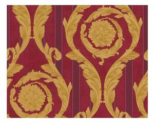 Vliesová tapeta na zeď Versace 93568-3 | 0,70 x 10,05 m | červená, metalická, žlutá | A.S. Création
