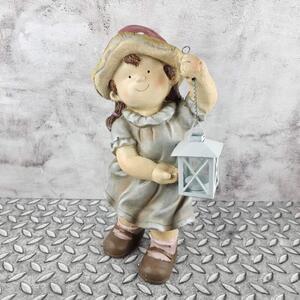 Letní figurka dítěte s houbovým kloboučkem a lucerničkou- holka, cm