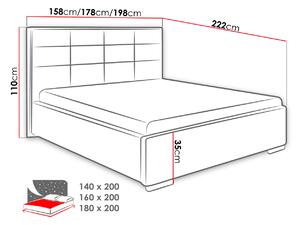 Luxusní postel Capristone 180x200cm, žlutá