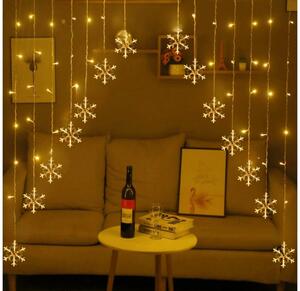 Vánoční LED světelný závěs ve tvaru V se sněhovými vločkami 152 LED, 3m, různé barvy na výběr Barva: Studená bílá