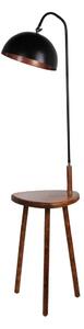Černá/hnědá stojací lampa s poličkou s kovovým stínidlem (výška 160 cm) Table – Opviq lights