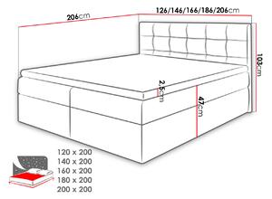 Moderní box spring postel Nestor 160x200, bílá