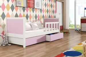 Dětská postel Piano, bílá/růžová + MATRACE