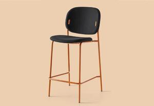 Connubia Barová židle Yo!, kov, látka, výška sedu 67 cm, CB1987-N Podnoží: Matný růžový lak (kov), Sedák: Látka Plain - Black (černá)