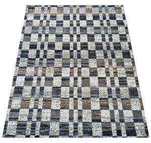 Makro Abra Kusový koberec LARA 05 Moderní Geometrický krémový šedý modrý Rozměr: 80x150 cm