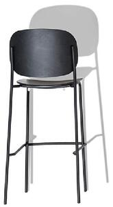 Connubia Barová židle Yo!, kov, dřevo, výška sedu 76 cm, CB1992-A Podnoží: Matný černý lak (kov), Sedák: Překližka - Bělený buk