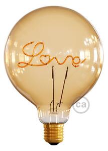Creative cables Zlatá LED žárovka pro stojící lampy G125 s jedním vláknem "love" 5W E27 2000K
