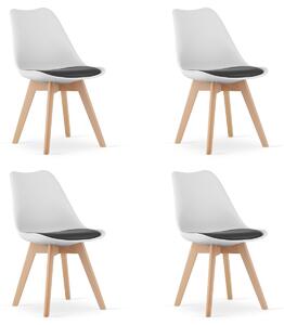 LEOBERT Sada židlí, černobílá, dřevěné nohy, 4 ks