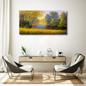 Obraz na plátně Obraz na plátně Lesní květiny řeka příroda