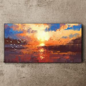 Obraz na plátně Obraz na plátně Jezero Mraky Sunset