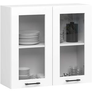 Horní prosklená skříňka 80 cm VERMINA - bílá