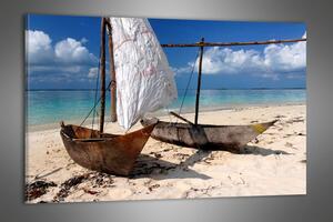 Obraz Loď na pláži 75x50