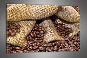 Obraz Kávové zrna se sypou z pytle 100x65