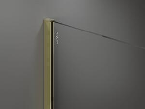 Mexen Kioto, průchozí sprchová zástěna 120 x 200 cm, 8mm sklo čiré/černý vzor, 2x zlatá stabilizační rozpěra, 800-120-002-50-77