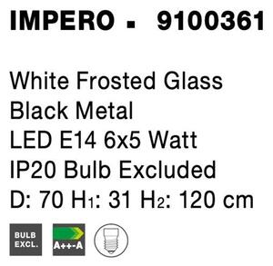 Nova Luce Závěsné svítidlo IMPERO bílé matné sklo černý kov E14 6x5W