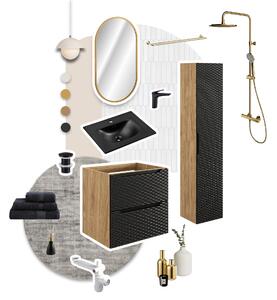 Comad Set koupelnového nábytku Ocean Black 120 olejovaný dub/černá matná (5 kusů nábytku)