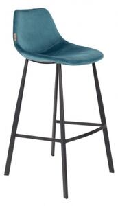 DUTCHBONE BARSTOOL FRANKY VELVET barová židle modrá