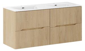 Comad Koupelnová skříňka s keramickým dvojumyvadlem Nordic Cremona 120 cm - dub cremona