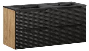 Comad Koupelnová skříňka s keramickým dvojumyvadlem Luxor Black II 120 cm - černá mat