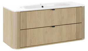 Comad Koupelnová skříňka s keramickým umyvadlem Ovalia Cremona 120 cm - dub cremona