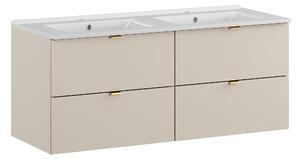 Comad Koupelnová skříňka s keramickým dvojumyvadlem Dalia Cashmere 120 cm - kašmír