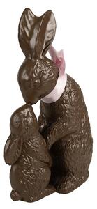 Hnědá čokoládová dekorace socha Králíci - 21*10*31 cm