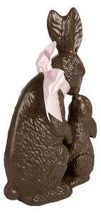 Hnědá čokoládová dekorace socha Králíci - 21*10*31 cm