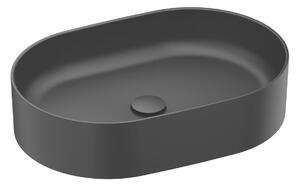 Umyvadlo na desku Ravak Ceramic Slim 55x37 cm černá mat bez otvoru pro baterii, bez přepadu XJX0D155000