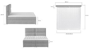 Rozšířená box spring postel Adam 200x185cm, bílá