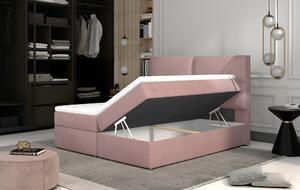 Rozšířená box spring postel Adam 200x185cm, růžová