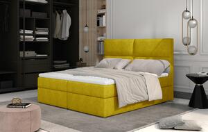 Rozšířená box spring postel Adam 200x185cm, žlutá