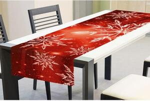 TS V03 Zimní ubrusy - Zimní běhoun na stůl červené SNĚHOVÉ VLOČKY | 40 x 140 cm