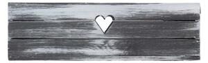 Dřevěný truhlík šedý srdce 40 cm