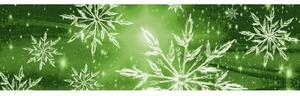 TS V02 Zimní ubrusy - Zimní běhoun na stůl zelené SNĚHOVÉ VLOČKY | 40 x 140 cm